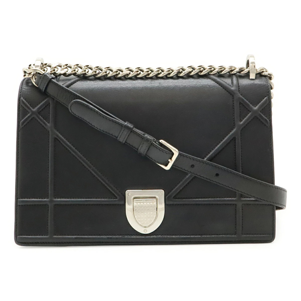 Christian Dior ama Chain Shoulder Bag Leather Black